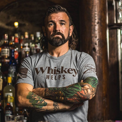 Grunt Style Whiskey Helps™ T-Shirt - Dark Heather Gray T-Shirt