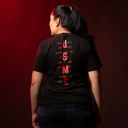 USMC - Women's Lives Forever Boyfriend Fit T-Shirt - Black