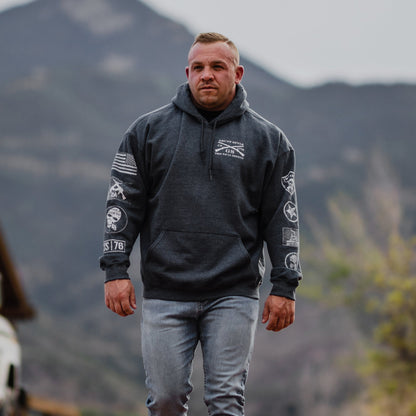 Graphic Pullover Hoodies | Dark Heather Patch Sweatshirt