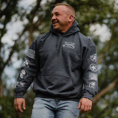 Dark Heather Patch Hoodie for Men