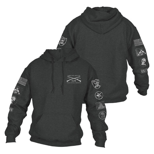Front and back of the style called Grunt Style Patch Hoodie